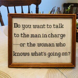 Cross stitched handmade picture with frame 8 x 11